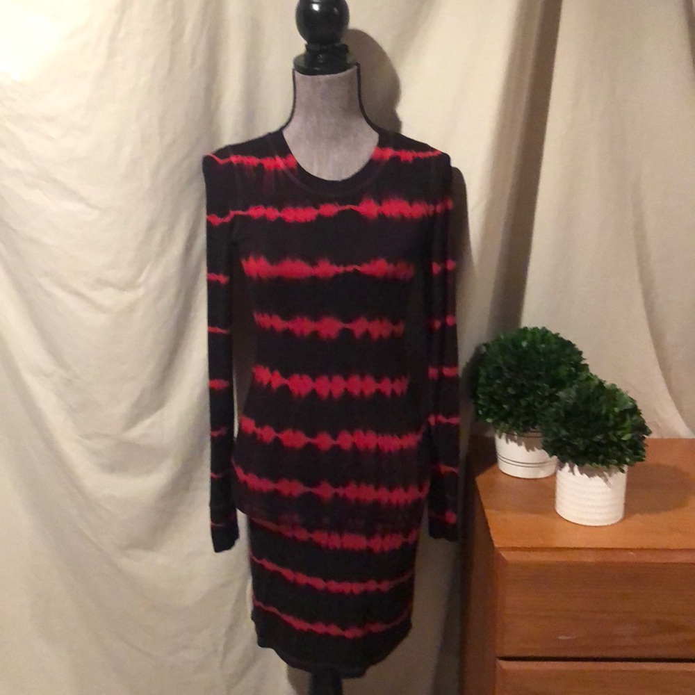 Cotton cling black and red tie die dress